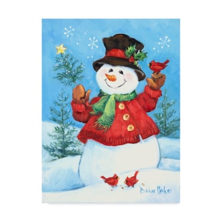 Barbara Mock ' Red Coat Snowman' Canvas Art,24x32
